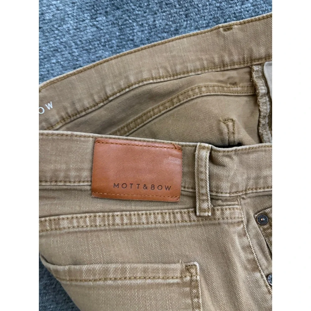 Mott & Bow Slim Fit Jeans Mens 35x30 Tan Khaki Stretch Cotton Denim Pants